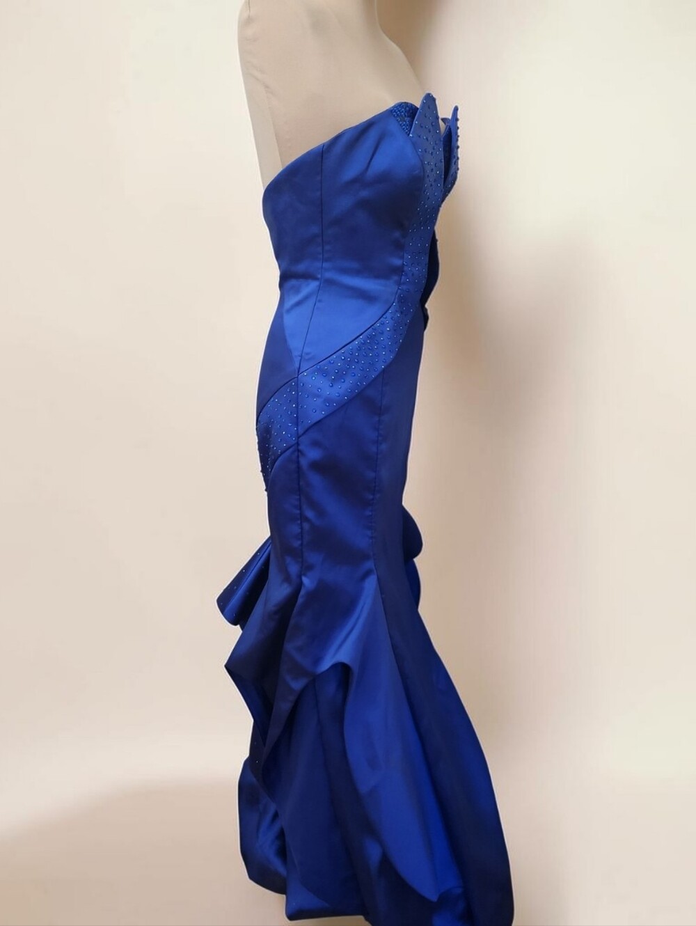 MAC DUGGAL Royal Blue Strapless Mermaid Evening Gown - Size XS - Picture 4 of 13